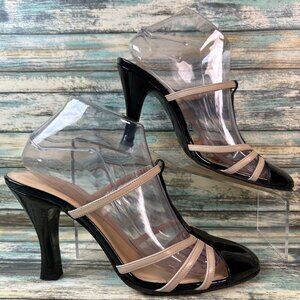 Cole Haan City Mules Womens Sz 8.5B Beige/Black Leather Dress Shoes Formal Work